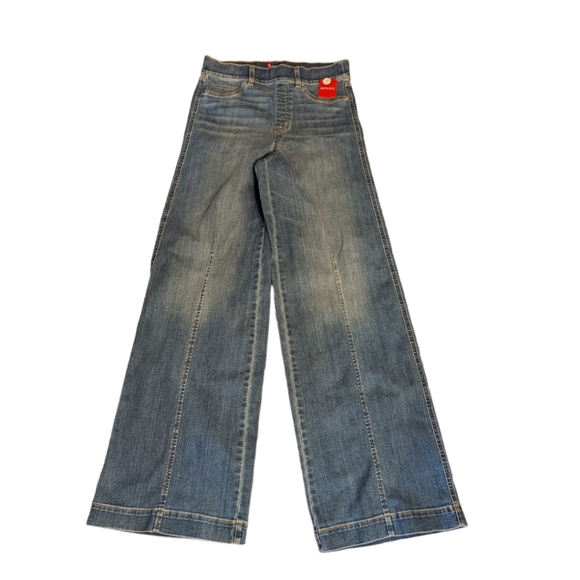 Spanx seam front wide leg pull on slimming denim jeans NWT sz M tall L34" sz M - Picture 6 of 13